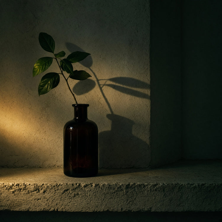 A residence after dusk lit by a single lamp